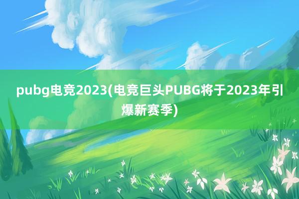 pubg电竞2023(电竞巨头PUBG将于2023年引爆新赛季)