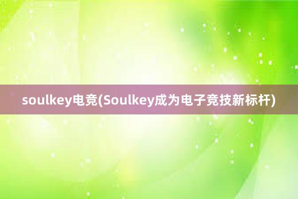 soulkey电竞(Soulkey成为电子竞技新标杆)