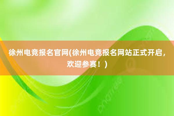 徐州电竞报名官网(徐州电竞报名网站正式开启，欢迎参赛！)