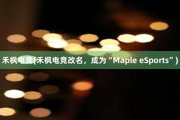 禾枫电竞(禾枫电竞改名，成为“Maple eSports”)